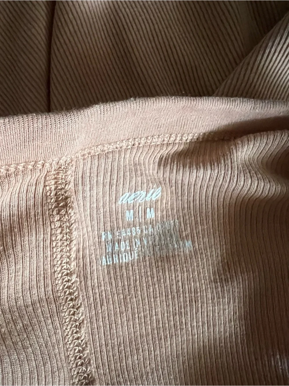 Aerie Long Sleeve Ribbed Henley Top - Taupe
